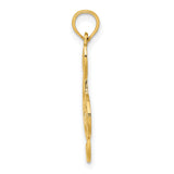 14k Yellow Gold Treble Clef Pendant with Floral Engraving, Music Note Charm for Women or Unisex Wear