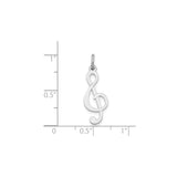 14k White Gold Treble Clef Pendant, Polished Musical Symbol Charm for Women and Men