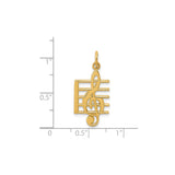 14k Yellow Gold Music Pendant with Treble Clef and Staff Design