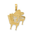 14k Yellow Gold Grand Piano Pendant with Musical Notes and Treble Clef Charm