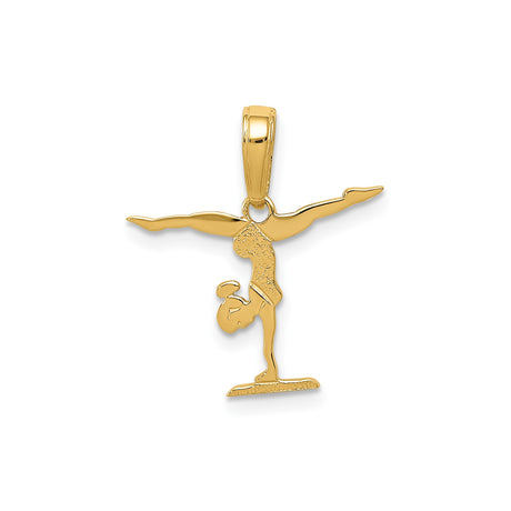 14k Yellow Gold Gymnast Pendant with Female Handstand on Balance Beam