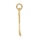 14k Yellow Gold Pendant with Crossed Ski Poles, Winter Sports Charm for Skiers