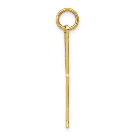 14k Yellow Gold Block Letter L Pendant, Textured Initial Charm, Unisex Jewelry