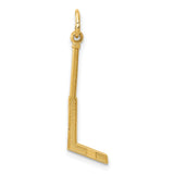 14k Yellow Gold Block Letter L Pendant, Textured Initial Charm, Unisex Jewelry