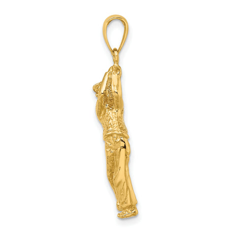 14k Yellow Gold Golf Bag Pendant with Detailed Golf Clubs Design