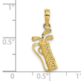 14k Yellow Gold Golf Bag Pendant with Detailed Golf Clubs Design