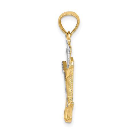 14k Two-Tone Gold Golf Bag Pendant with Textured Golf Clubs Design