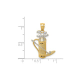 14k Two-Tone Gold Golf Bag Pendant with Textured Golf Clubs Design