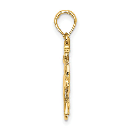 14k Yellow Gold Bowling Pendant with Mid-Throw Male Bowler Figure Sports Charm