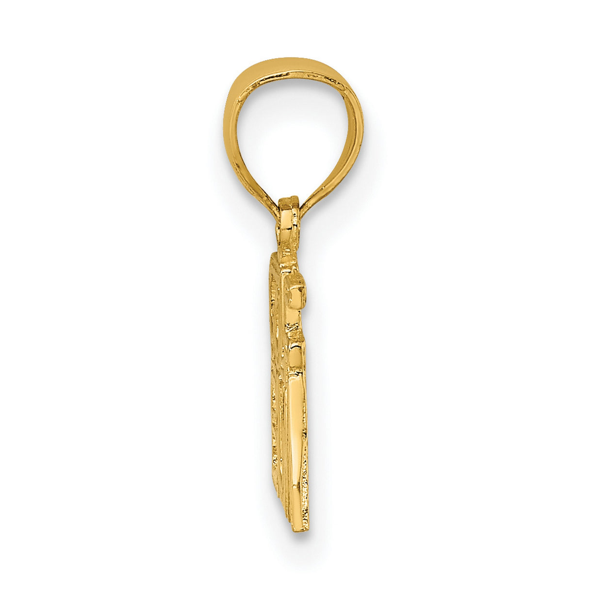 14k Yellow Gold Golf Bum Pendant, Bold Stylized Golf Word Charm for Men or Women