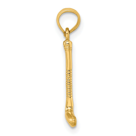 14k Yellow Gold Golf Club Pendant with Detailed Grip Design, Sport Theme Charm for Men or Women