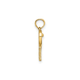 14k Yellow Gold Tennis Racket Pendant with Ball, Crossed Rackets Sports Charm