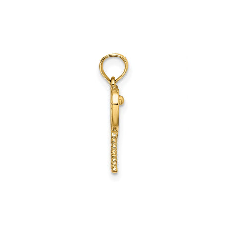 14k Yellow Gold Tennis Racket Pendant with Ball, Crossed Rackets Sports Charm