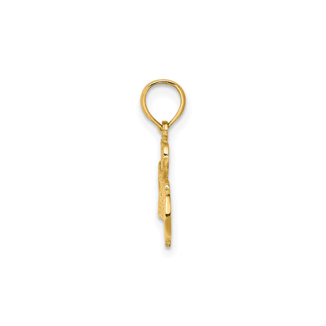 14k Yellow Gold Soccer Pendant with Heart, Ball and Cleat Design, Unisex Sports Charm