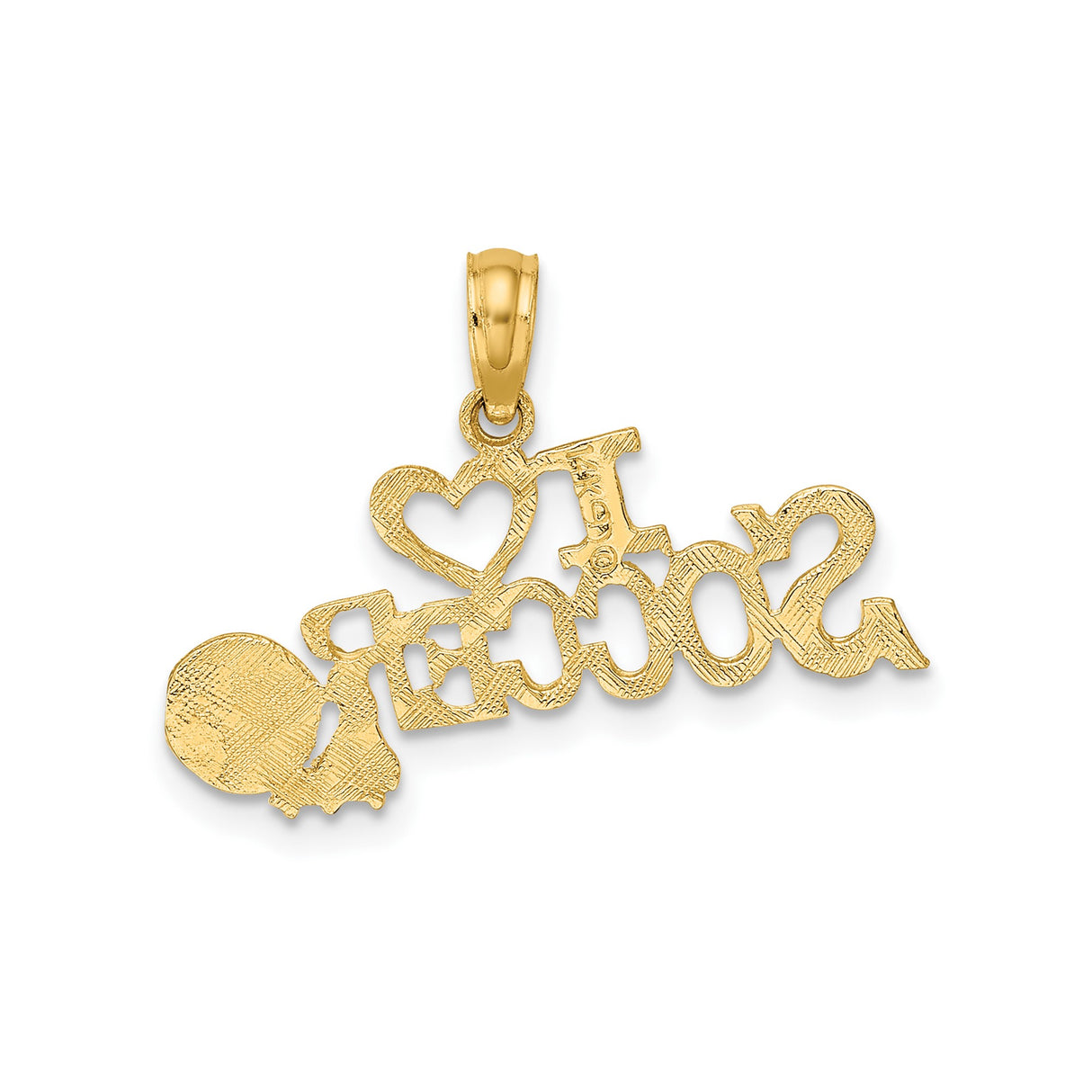 14k Yellow Gold Soccer Pendant with Heart, Ball and Cleat Design, Unisex Sports Charm