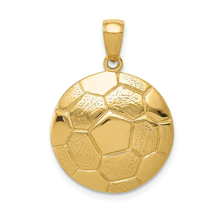 14k Yellow Gold Soccer Ball Pendant with Hexagon Panel Design, Unisex Sports Charm