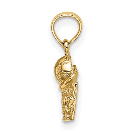 14k Yellow Gold Basketball Pendant with 3D Hoop Design, Sports Charm for Men or Women