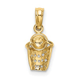 14k Yellow Gold Basketball Pendant with 3D Hoop Design, Sports Charm for Men or Women