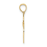 14k Yellow Gold Basketball Pendant with Heart and Hoop Design, Sports Charm for Men or Women