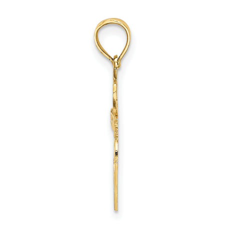 14k Yellow Gold Basketball Pendant with Heart and Hoop Design, Sports Charm for Men or Women