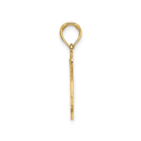 14k Yellow Gold Basketball Pendant with Heart and Hoop Design, Unisex Sports Charm