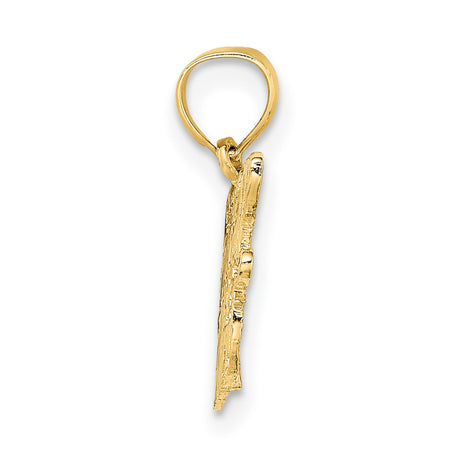 14k Yellow Gold Football Mom Pendant with Script Lettering, Sports Charm for Women