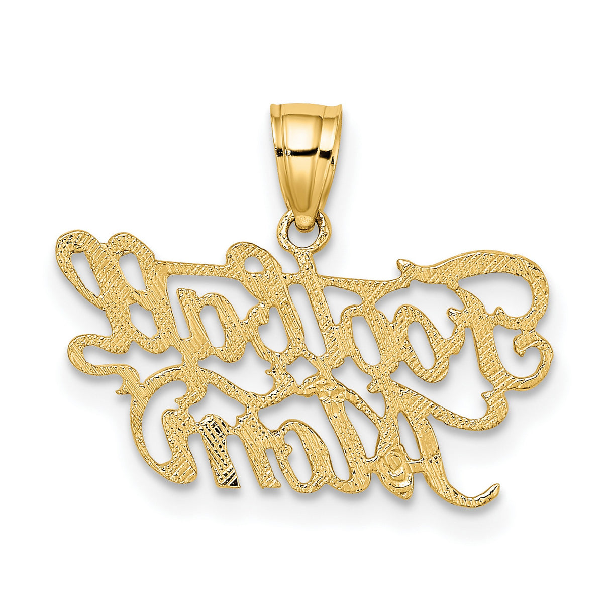 14k Yellow Gold Football Mom Pendant with Script Lettering, Sports Charm for Women