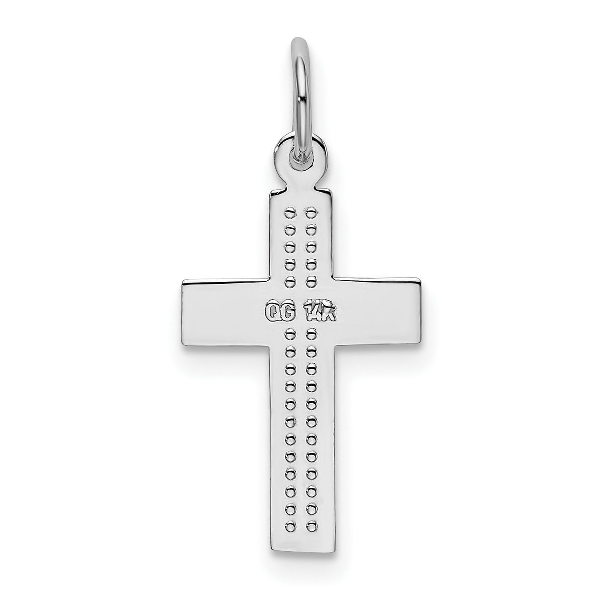 Latin Cross Charm Pendant in Real 14k White Gold