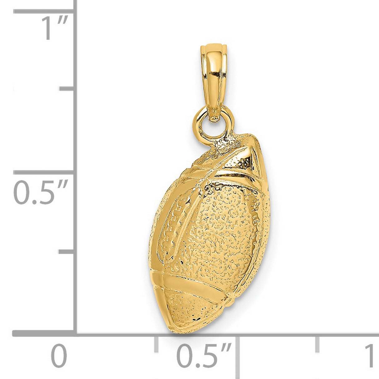 14k Yellow Gold Football Pendant, Textured American Football Charm, Bold Sports Design for Men or Unisex