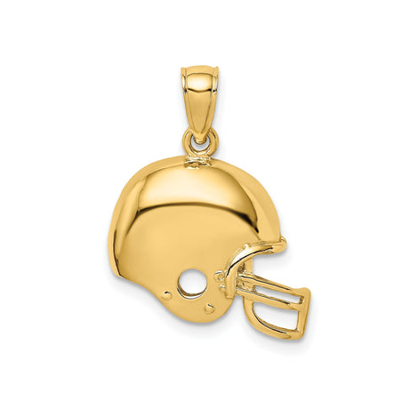 14k Yellow Gold Football Helmet Pendant, Detailed Sports Charm for Men or Unisex