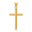 Hollow Latin Cross With Angled Tips Charm Pendant in Real 14k Yellow Gold