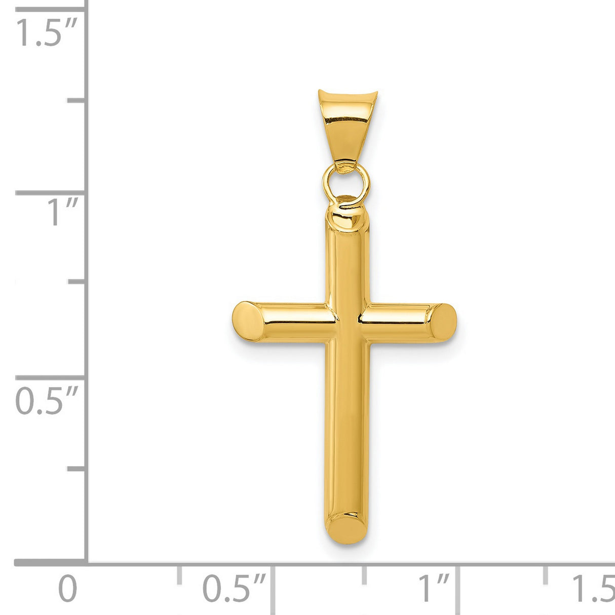 3D Hollow Latin Cross With Angled Tips Charm Pendant in Real 14k Yellow Gold