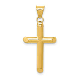 3D Hollow Latin Cross With Angled Tips Charm Pendant in Real 14k Yellow Gold