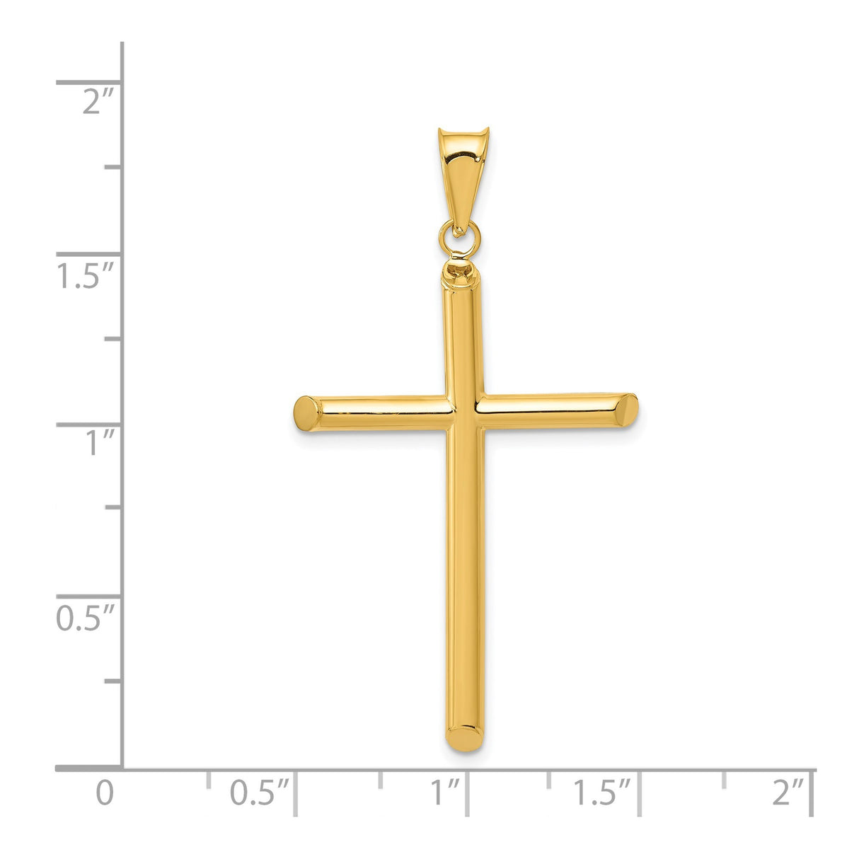 14k Yellow Gold Latin Cross Pendant, Hollow Minimalist Religious Charm for Men and Women