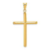 14k Yellow Gold Latin Cross Pendant, Hollow Minimalist Religious Charm for Men and Women