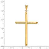 14k Yellow Gold Latin Cross Pendant with Shaved Tip Tubular Design, Unisex Faith Jewelry