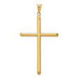 14k Yellow Gold Latin Cross Pendant with Shaved Tip Tubular Design, Unisex Faith Jewelry