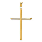 14k Yellow Gold Latin Cross Pendant with Shaved Tip Tubular Design, Unisex Faith Jewelry