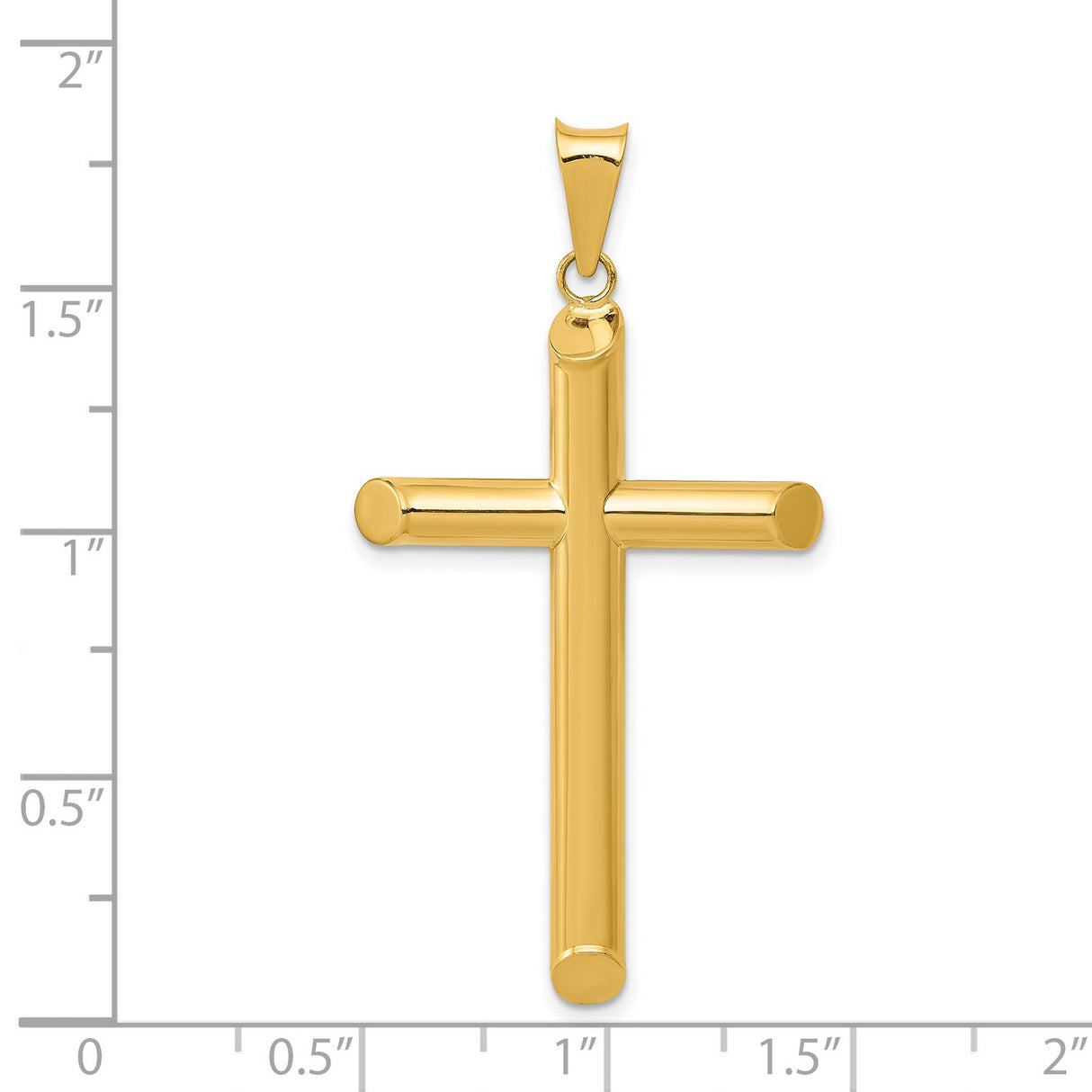 Hollow Latin Cross With Angled Tips Charm Pendant in Real 14k Yellow Gold