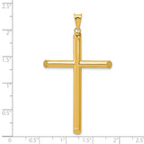 3-D Hollow Latin Cross With Angled Tips Charm Pendant in Real 14k Yellow Gold