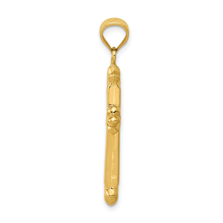 14k Yellow Gold Latin Cross Pendant, Reversible Detailed Design Christian Faith Jewelry Charm