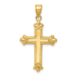 14k Yellow Gold Latin Cross Pendant, Reversible Detailed Design Christian Faith Jewelry Charm
