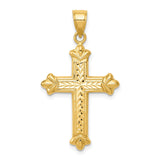14k Yellow Gold Latin Cross Pendant, Reversible Detailed Design Christian Faith Jewelry Charm