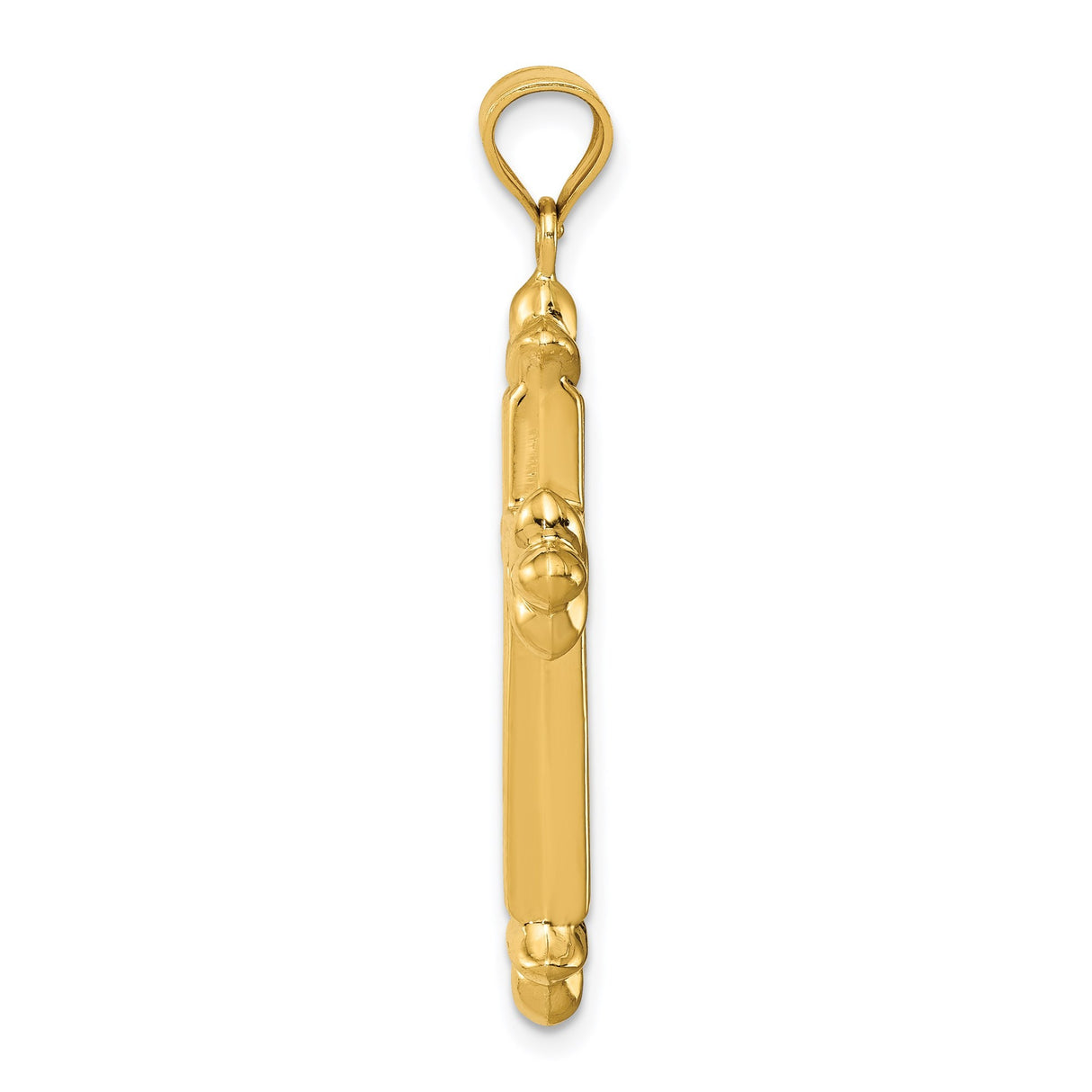 14k Yellow Gold Cross Pendant with Reversible Fleur de Lis Design for Men and Women