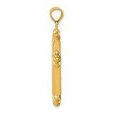 14k Yellow Gold Cross Pendant with Reversible Fleur de Lis Design for Men and Women