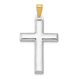 Hollow Reversible Latin Cross Charm Pendant in Real 14k Multi-Tone Gold