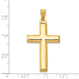 Hollow Reversible Latin Cross Charm Pendant in Real 14k Multi-Tone Gold