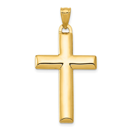 Hollow Reversible Latin Cross Charm Pendant in Real 14k Multi-Tone Gold