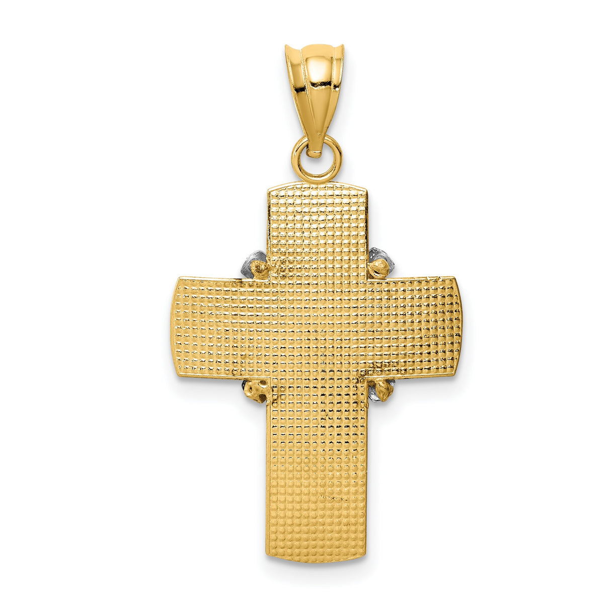 Diamond-Cut Latin Cross Religious Charm Pendant in Real 14k Multi-Tone Gold