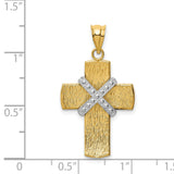 Diamond-Cut Latin Cross Religious Charm Pendant in Real 14k Multi-Tone Gold